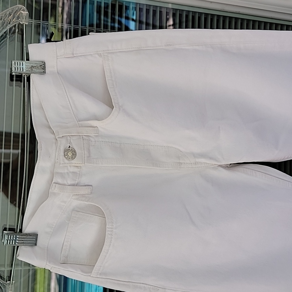 Re/Done 70s Ultra High Rise Stove Pipe Jeans in Vintage White Sz 26 Button Fly - Picture 9 of 16